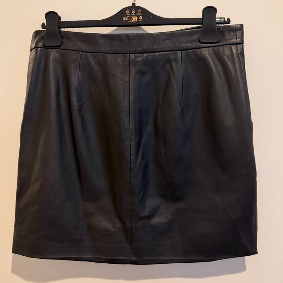 Equipment Myra Black Leather Skirt Asymmetric High-Low Size 8 Lambskin - Picture 9 of 12